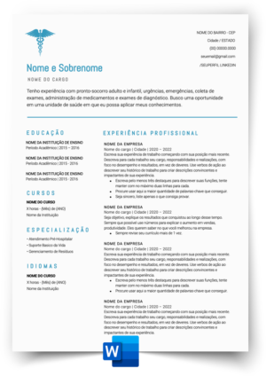 Modelo de Currículo Enfermagem para editar no Word