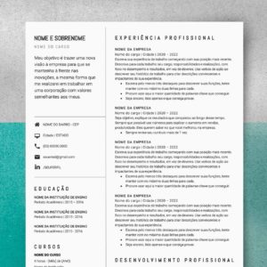 Currículo Especialista fácil de editar no Word
